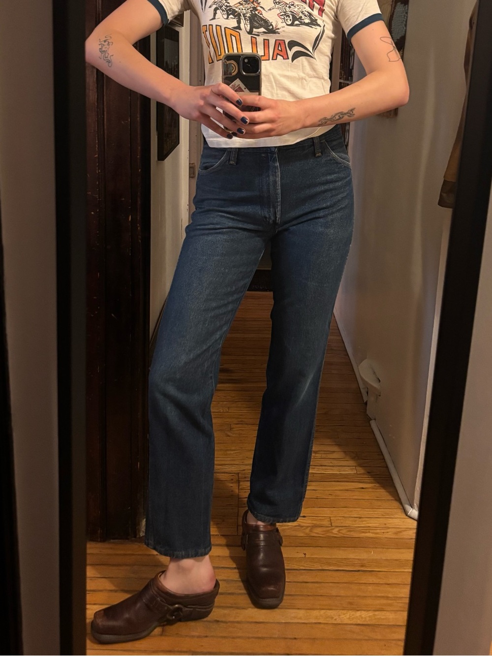 Rustler Straight Leg Jeans in Dark Blue Denim